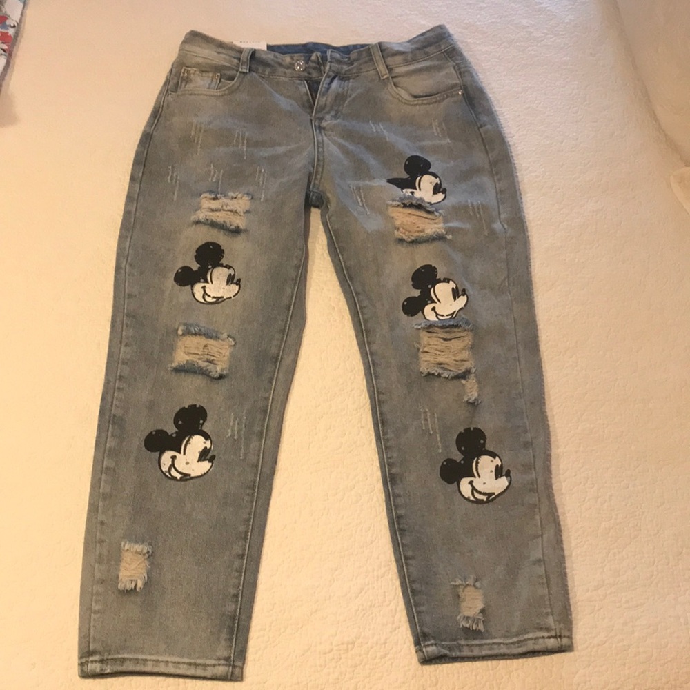 Mickey Mouse distressed Capri jeans NWT  Disney
